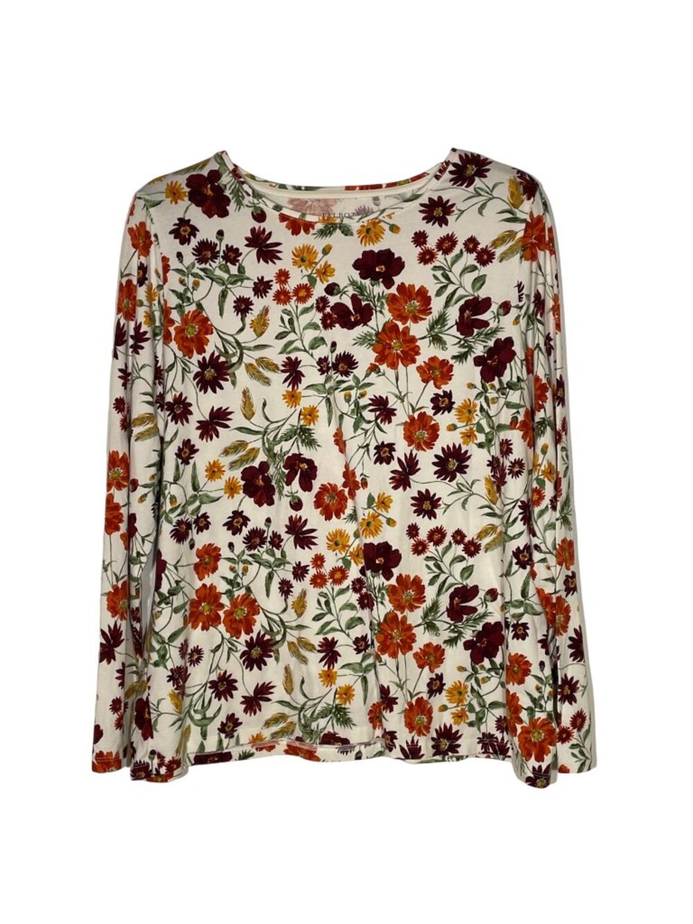 Talbots Floral Botanical Cotton Stretch Top Sz 2X Fall Autumn